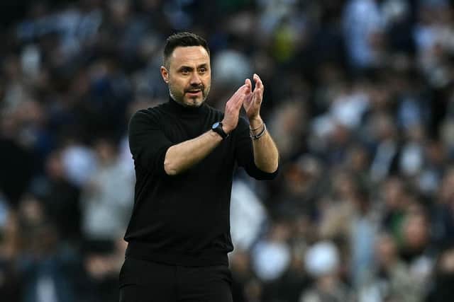 Roberto De Zerbi expressed both frustration and pride, after Tottenham were denied a first league victory of 2026 by a stoppage-time equaliser against his former team, Brighton. (Photo by Ben STANSALL / AFP via Getty Images)
