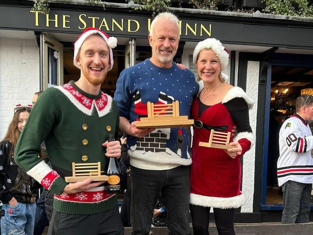 Organiser Ray Gower with winners Jack Grodon and Sophie Grimaldi