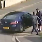The footage showed the criminals quickly removing the valuable exhaust component