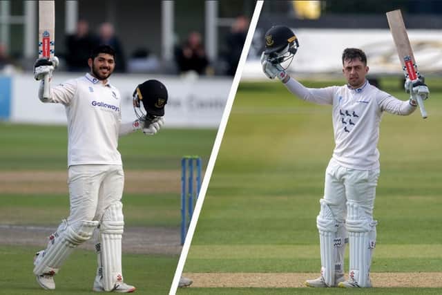 Bats raised: Dan Ibahim and Tom Haines have both penned lengthy new Sussex deals | Pictures: Sussex Cricket and David Griffin