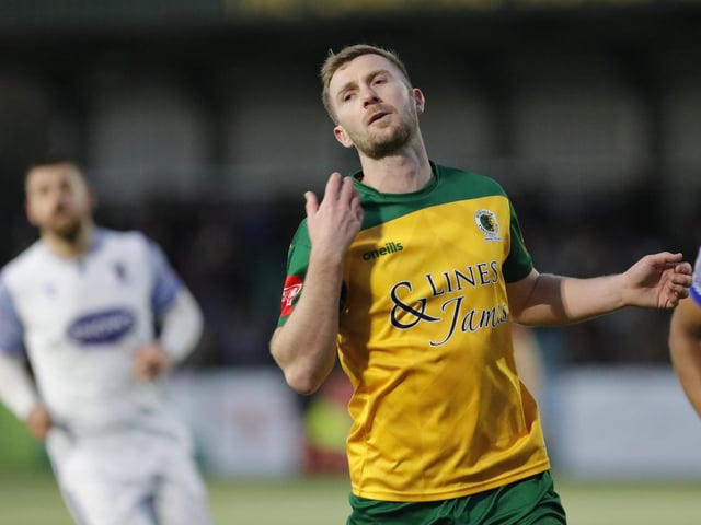 FA Trophy action between Horsham and AFC Totton