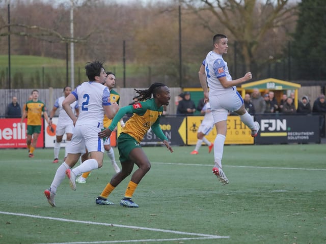 FA Trophy action between Horsham and AFC Totton