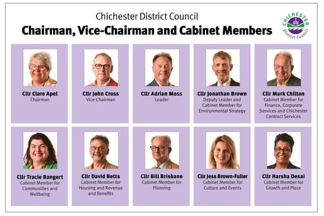 Chichester District Council has announced its new chairman, vice-chairman and cabinet, following the recent district elections
