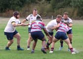 Jackson Clark in possession for Worthing Raiders at Wimbledon | Picture: Colin Coulson