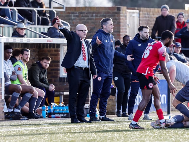 Action from Eastbourne Borough's 2-0 Ntional League South win against Slough Town at Priory Lane