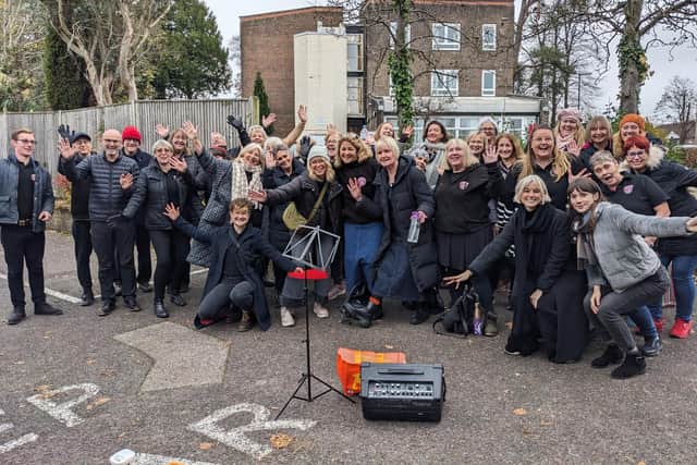 Katherine Stewart with the Haywards Heath Buskerteers Choir. Photo: Katherine Stewart