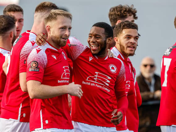 Action from Eastbourne Borough's 5-1 win at Slough Town in the National League South