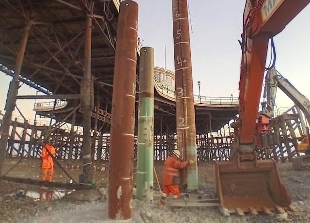 The council said ‘additional materials and machinery’ will be delivered to the contractors’ seafront compound today (Friday)