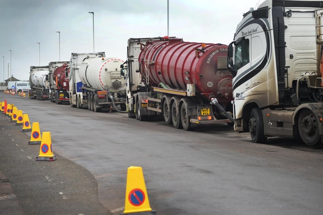 Southern Water tankers arrive in Sea Road ready to take away sewage on February 6 2024.