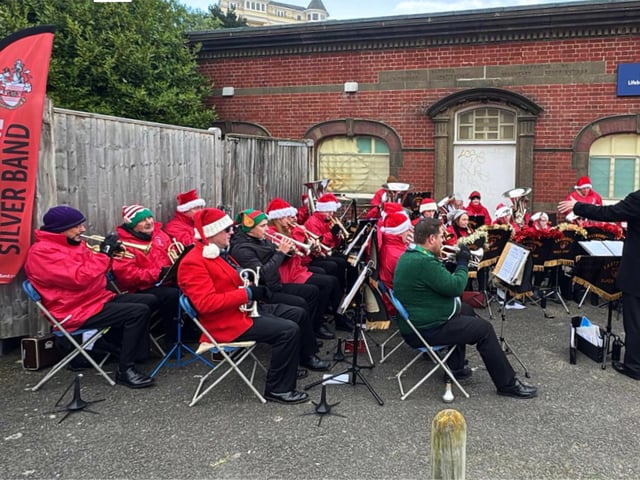 Eastbourne Silver Band's Christmas Day concert on the Wish Tower Slopes.