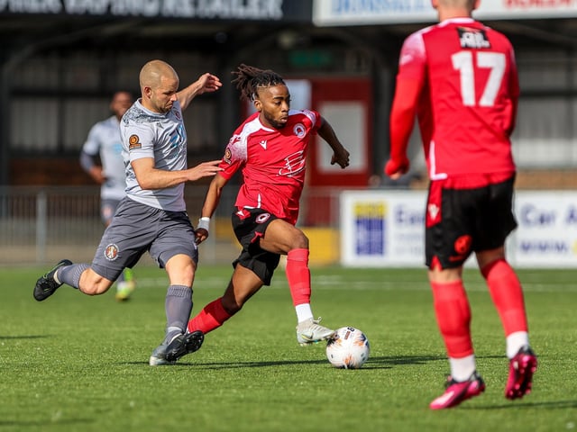 Action from Eastbourne Borough's 2-0 Ntional League South win against Slough Town at Priory Lane