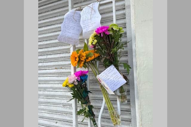 The flowers left on the outside of Eastbourne Railway Station for William Scott. Picture: Contributed