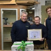 The Apprentice...in Sussex: Eastbourne joiner celebrates 25 years at company since joining as an apprentice - Kim McGreevy, John Barry, Simon McGreevy (Pic by Jon Rigby)
