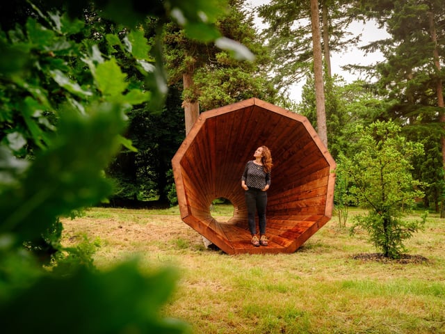 Forest Megaphones by Estonian artist Birgit Õigus at Wakehurst. Picture by Jim Holden/RBG Wakehurst