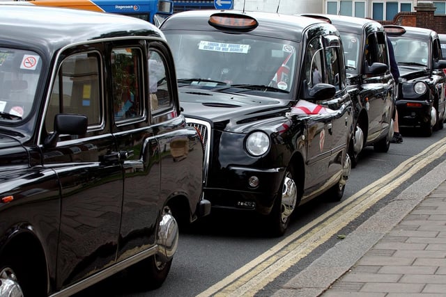 The London taxis lined up in 2008