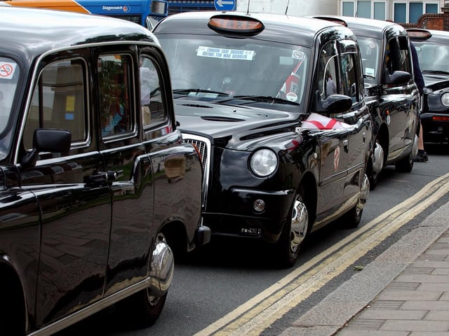 The London taxis lined up in 2008