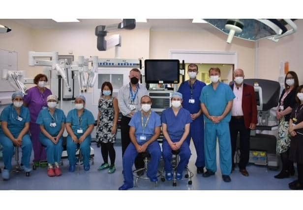 Surgeons, nurses and staff at the Da Vinci Theatre, Eastbourne District General Hospital