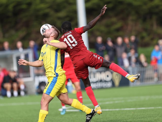Action from Worthing FC's 1-1 draw with Taunton Town in National League South