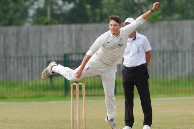 Will Sheffield bowling for Buxted Park at Worthing | Pic: Stephwn Goodger