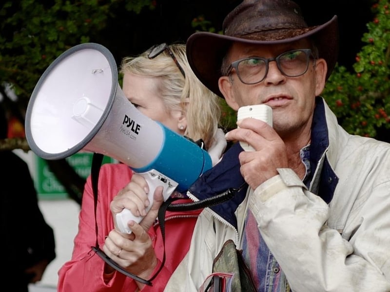 Demonstrators on Hurstpierpoint village green. Picture: Kelly Hyatt