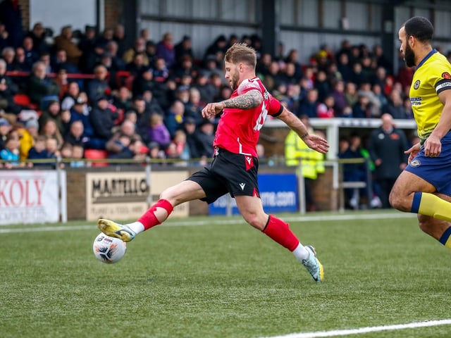 Action from Eastbourne Borough's 2-0 National League South win at home to Farnborough at Priory Lane