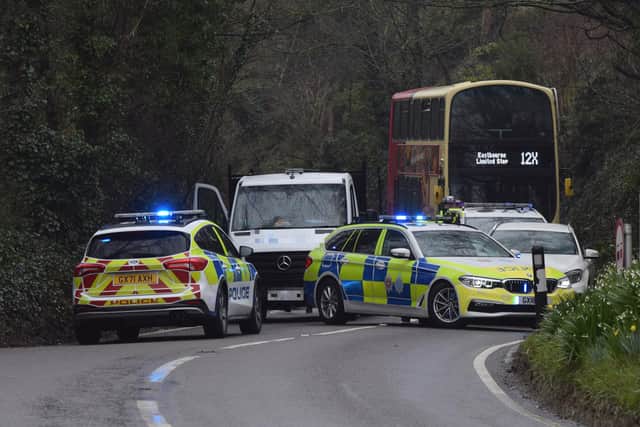 The police incident on the A259 by Eastbourne. Picture from Sussex News and Pictures