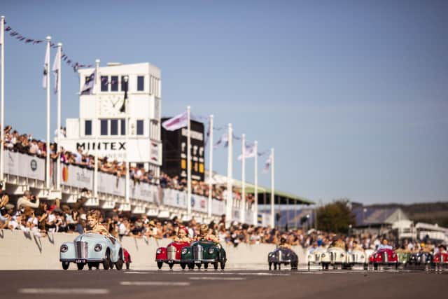 Action from the Settrington Cup at the 2019 Goodwood Revival. Photo: Drew Gibson.