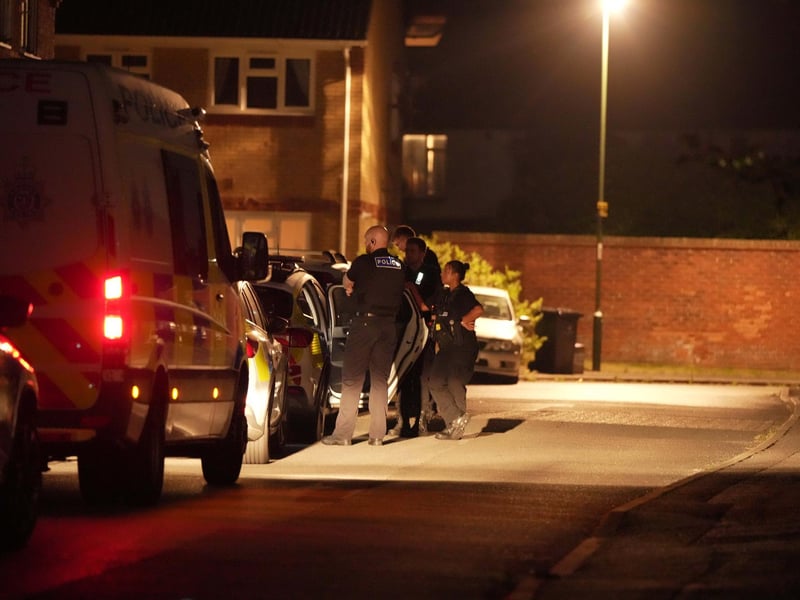 Police at the scene during the night. Picture: Sussex News and Pictures