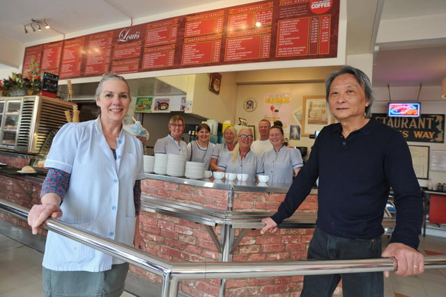 Retiring in 2018 were Maria and Stephen Lee, who were pictured with staff at Louis Cafe.