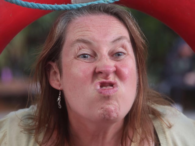Hastings Old Town Carnival Week 2025: Gurning Competition. Pic Roberts Photographic.