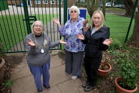 Maureen Veck, Judith Mundy and Tania Ritchie from Willow Crescent, Worthing, are unhappy with the flooding that now occurs on the pathway and gardens