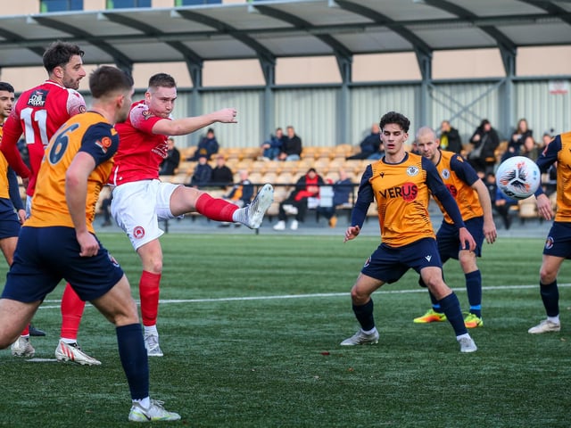 Action from Eastbourne Borough's 5-1 win at Slough Town in the National League South