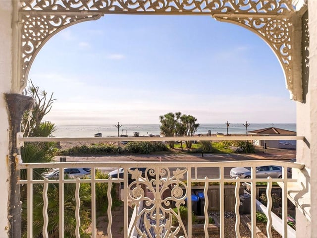 The balcony perfectly frames the picturesque vistas over the Channel