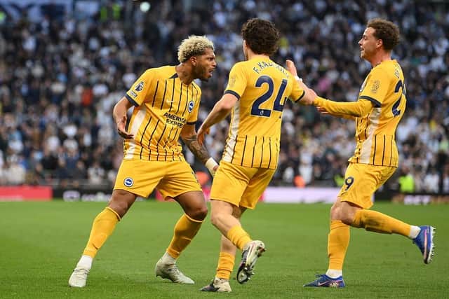 Georginio Rutter hailed the team’s resilience, after his excellent late strike earned European hopefuls Brighton and Hove Albion a 2-2 draw at Tottenham Hotspur. (Photo by Mike Hewitt/Getty Images)
