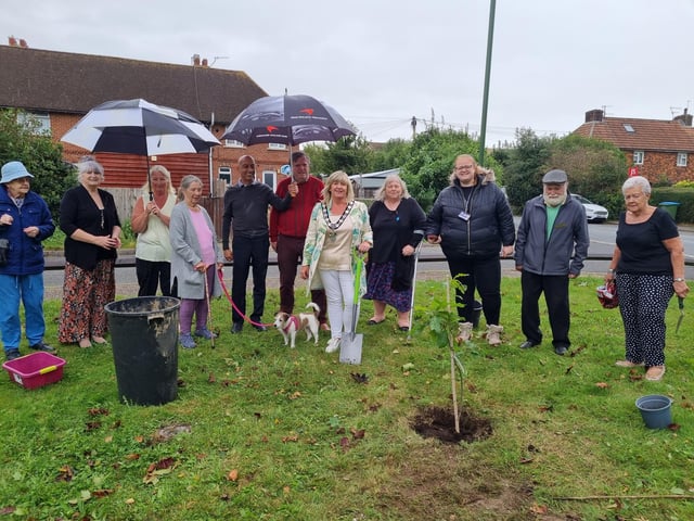 Alison Cooper, Arun District Council chairman, planted the tree at Nightingales Sheltered Housing in Findon Village to commemorate the Coronation of King Charles III