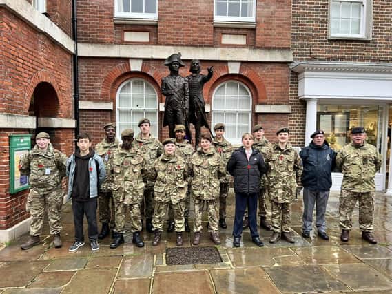 Cadets and volunteers brave the rain In Chichester for this year's Poppy Appeal