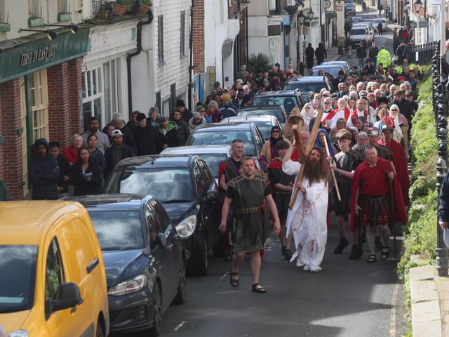Procession of Witness 2024 on Good Friday in Hastings Old Town. Photo by Roberts Photographic.