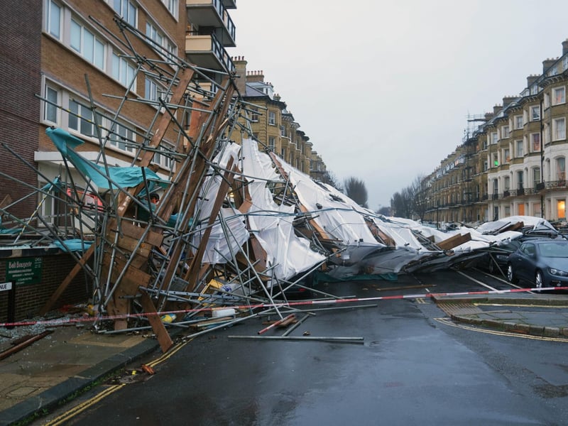 An incident involving fallen scaffolding has sparked an emergency response in First Avenue, Hove