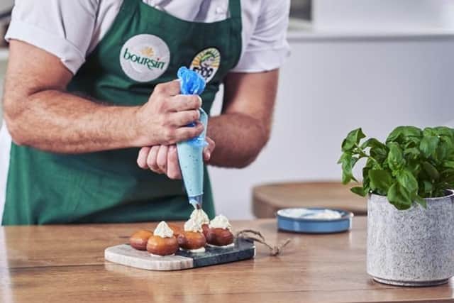 Kenny Tutt making his signature Boursin savoury doughnuts