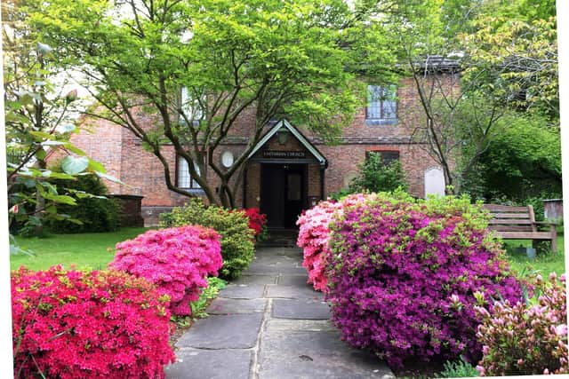 The front garden of Horsham Unitarian Church in Worthing Road