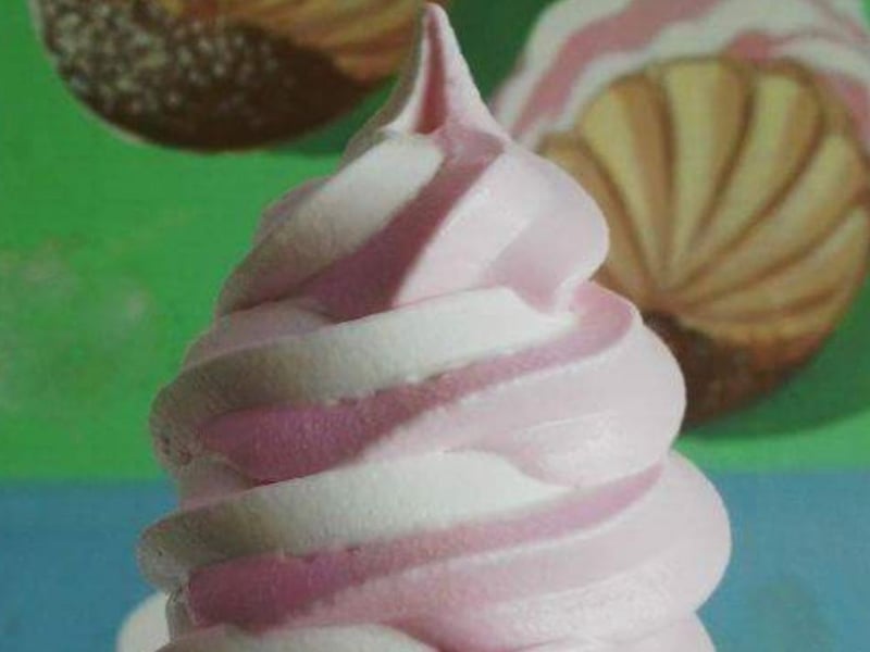 The famous two-tone cone offered by Dom's on Hastings seafront. Probably the oldest ice cream outlet in town, dating to 1935.
