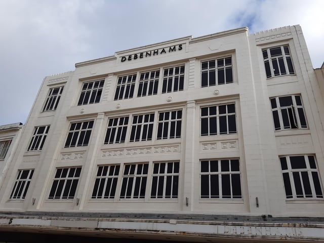 The Art Deco style former Debenhams building is on the site of the John Hubbard department store, where there was a massive fire in the 1940s
