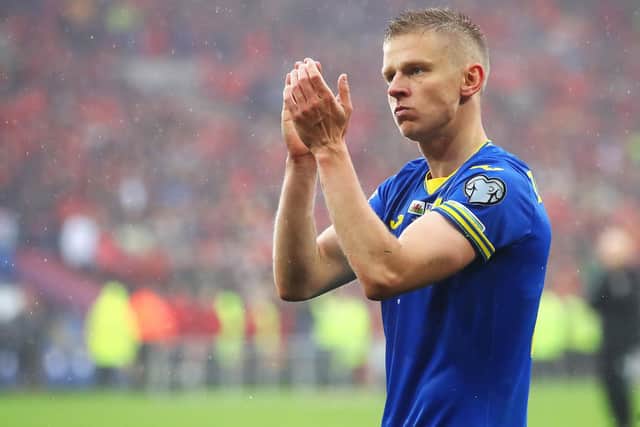 Oleksandr Zinchenko of Ukraine applauds the fans after their sides defeat during the FIFA World Cup Qualifier between Wales and Ukraine (Photo by Michael Steele/Getty Images)