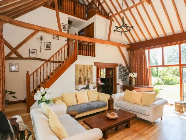 This five bed converted barn in Anmore Road, Denmead is on the market for £1.4m. It is listed on Zoopla by White & Guard Estate Agents.