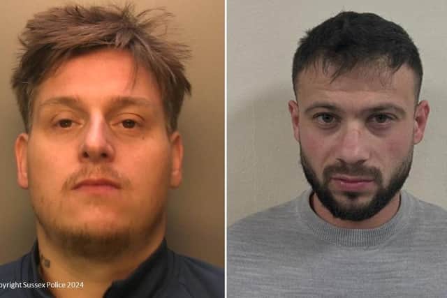 Lloyd Edwards, 37 (left), and Savin Costel-Alexandru, 29, have both been jailed. Picture courtesy of Sussex Police