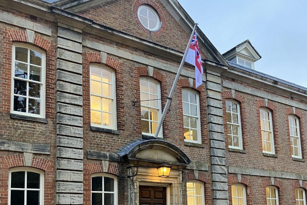 Horsham District Council raised The Royal Navy’s white Ensign Flag at Park House to mark Trafalgar Day. Picture courtesy of Horsham District Council