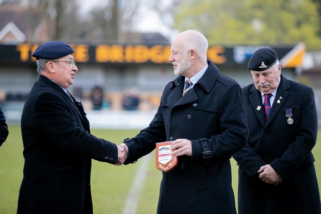 Action from Three Bridges v Littlehampton Town - and an award for Bridges for their support to the veterans  of Crawley and Horsham