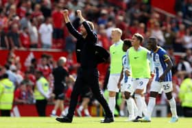 Graham Potter celebrates after the Premier League match between Manchester United and Brighton & Hove Albion at Old Trafford (Photo by Catherine Ivill/Getty Images)