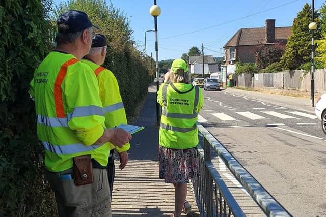 A spokesperson for Rother Police said: “We joined the Westfield Community Speed Watch team to deter people from speeding through the village. Fifteen vehicles caught for excess speed, the highest being 44mph in a 30mph zone.” Picture from Rother Police.