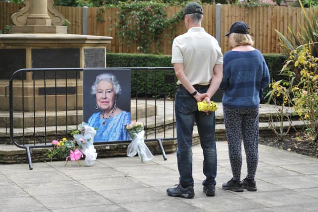 The Queen is remembered at Burgess Hill War Memorial in Church Walk. Picture: Steve Robards, SR2209091